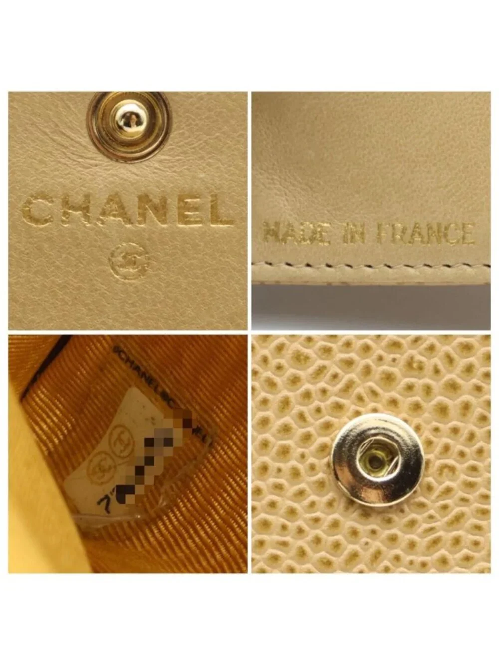 Chanel Super Caviar Leather CC Logo Snap Trifold Wallet